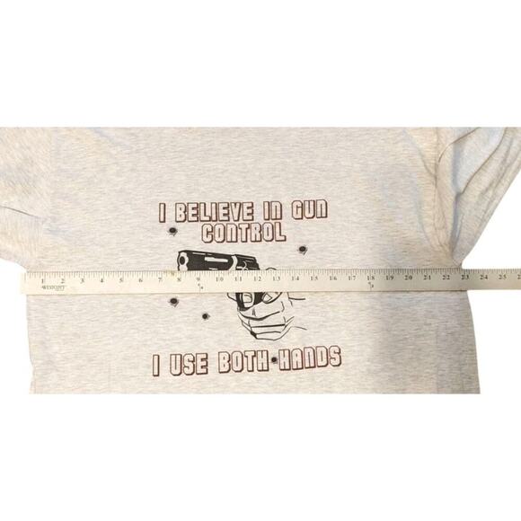 I Believe In Gun Control Long Sleeve Hanes Beefy T Shirt Heathered Grey XL G - Picture 2 of 7